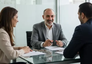 agencia de seguros Querétaro perosnas en una reunion hablando de seguros